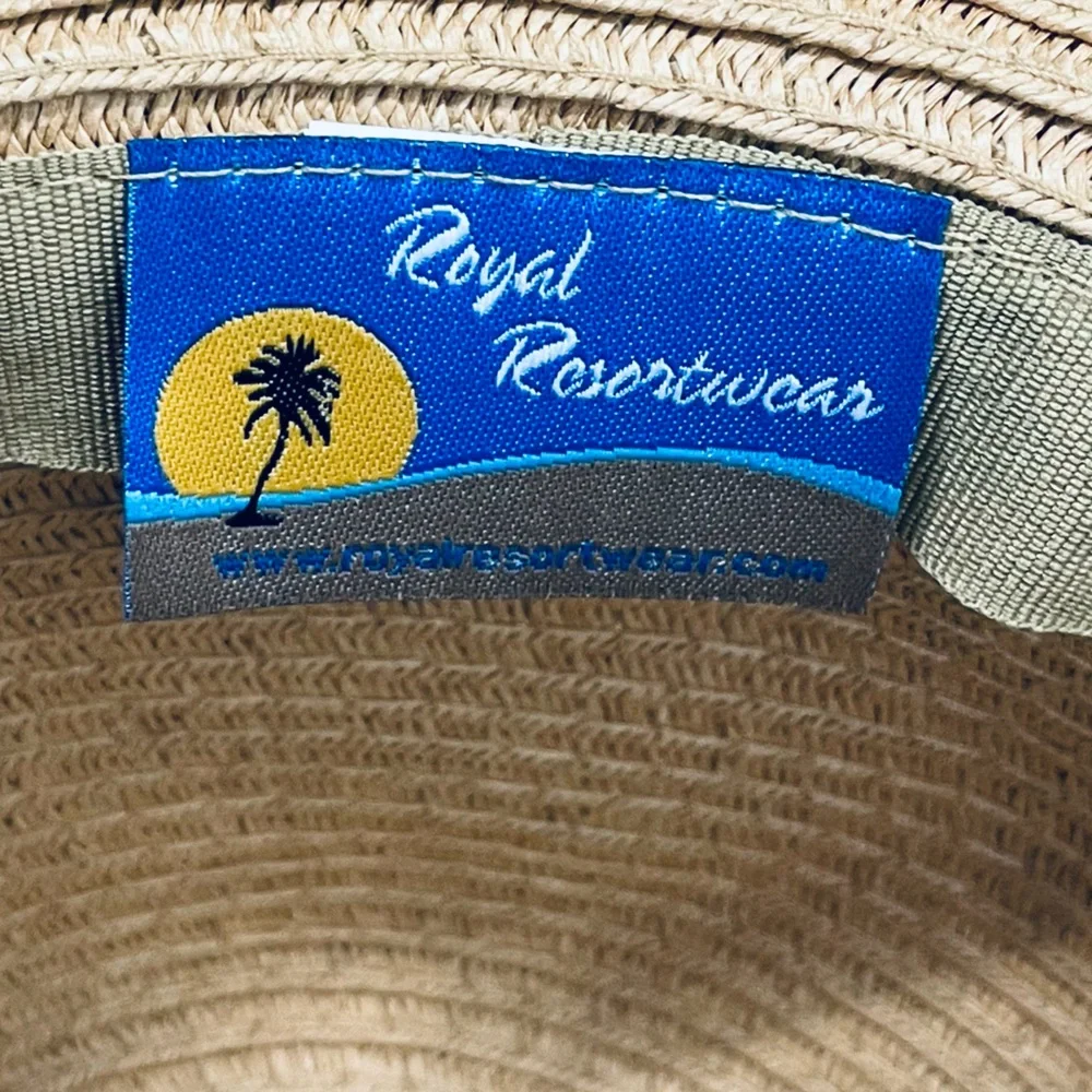 Royal Resortwear woven beaded turquoise and wood leather lace Sun hat for Sumner